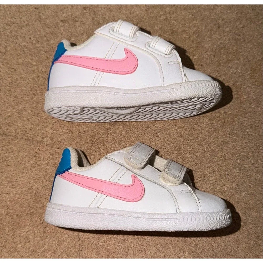 Nike Baby Sneakers White Pink Blue Court Royale Leather